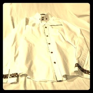 White / leopard men’s dress shirt